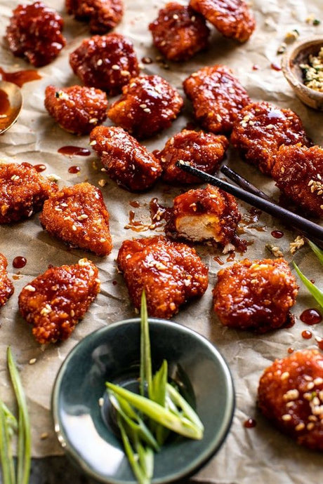 Oven Fried Korean Popcorn Chicken