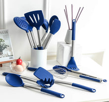 Load image into Gallery viewer, Rorence Silicone Cooking Utensil Kitchen Utensil Set 12 Pieces- Blue/Pink/Green
